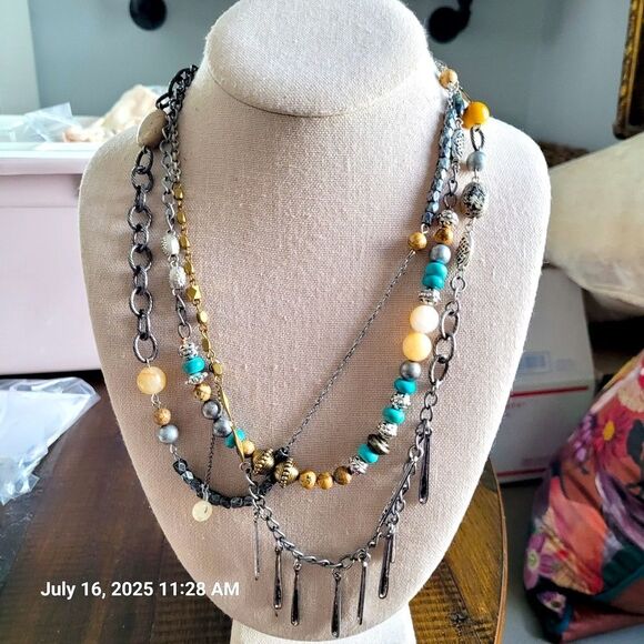 Ariana Ost x Free People Multicolor Layered Necklace NWOT - Picture 1 of 6